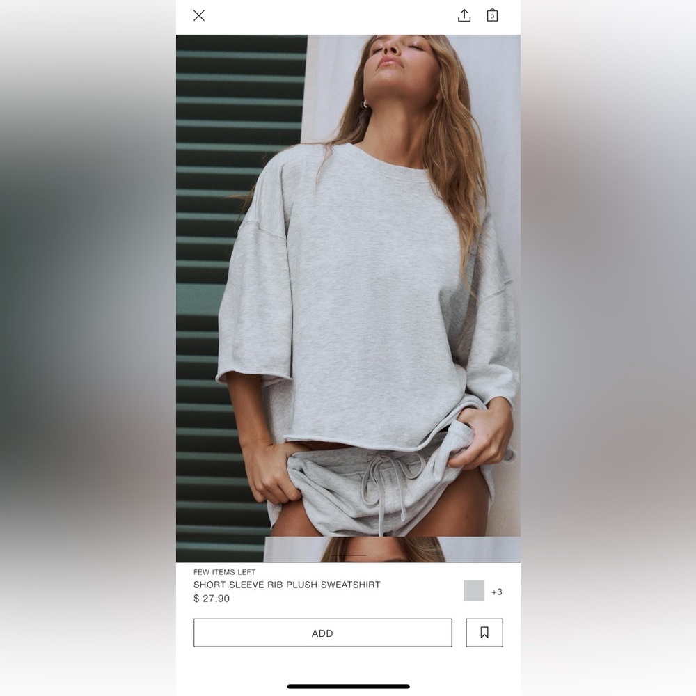 Zara Plush Short Sleeve Ribbed Plush set